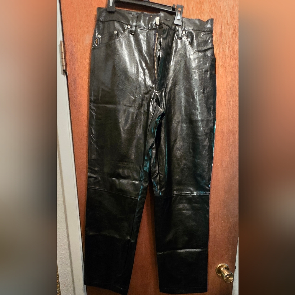 BC Ethic Black Straight Pleather Lined Jeans W/Timeless Style Sz32" - Picture 2 of 11